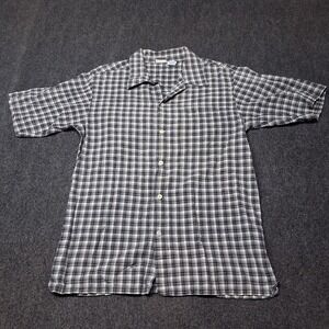 Vintage Utility Button Up Shirt‎ Teen Size XL 14 - 16 Gray Plaid 90s Y2K Skater